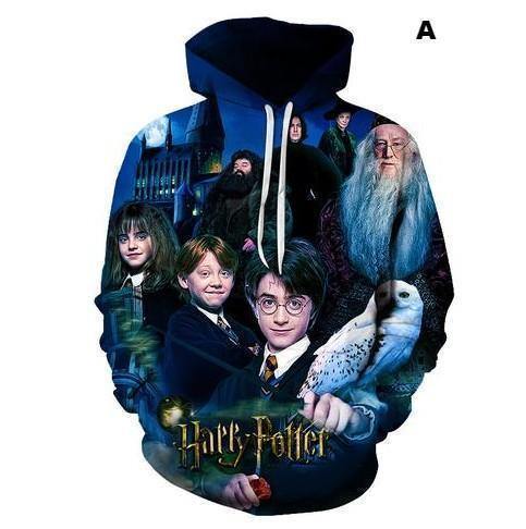 Unisex Harry Potter Printed Big Pocket Hooded Sweatshirt Hoodie Pullover