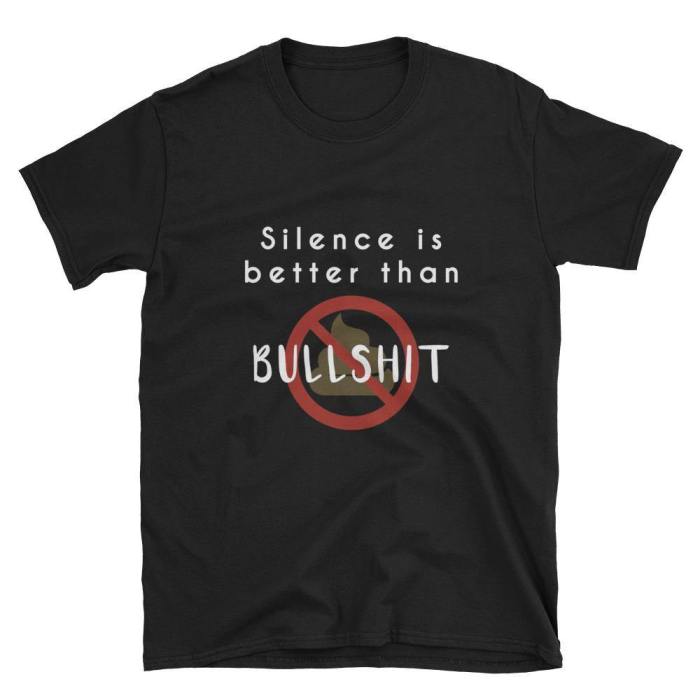  Silence Is Better  Short-Sleeve Unisex T-Shirt (Black/Navy)