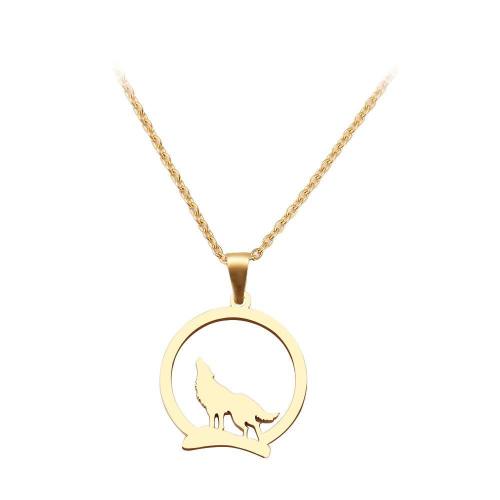 Stainless Steel Wolf Pendant Necklace