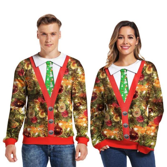 Mens Pullover Sweatshirt 3D Printed Christmas Hanging Ball Long Sleeve Shirts
