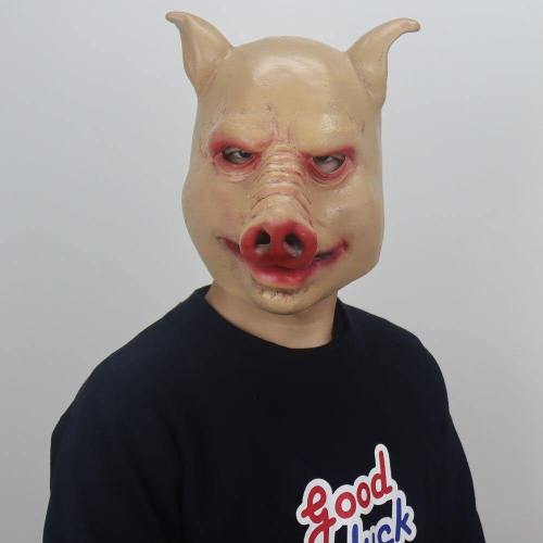 Horror Pig Head Cosplay Scary Latex Mask Helmet Halloween Costume Props