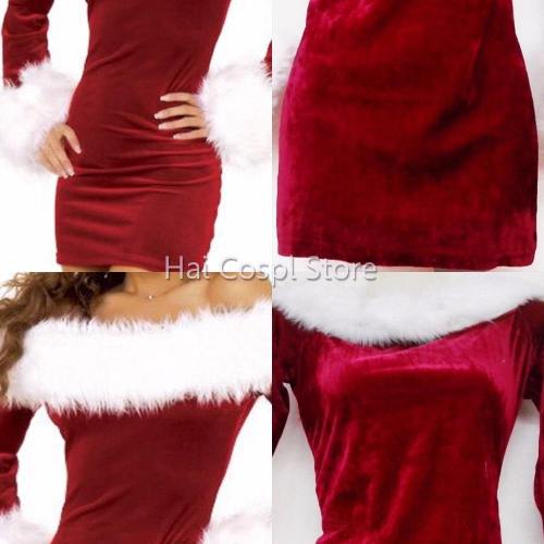 New Year Sexy Christmas Dress Women Adult  Red Long-Sleeve Strapless Party Dress Festival Clothes Off Shoulder Plus Size Xxl-M