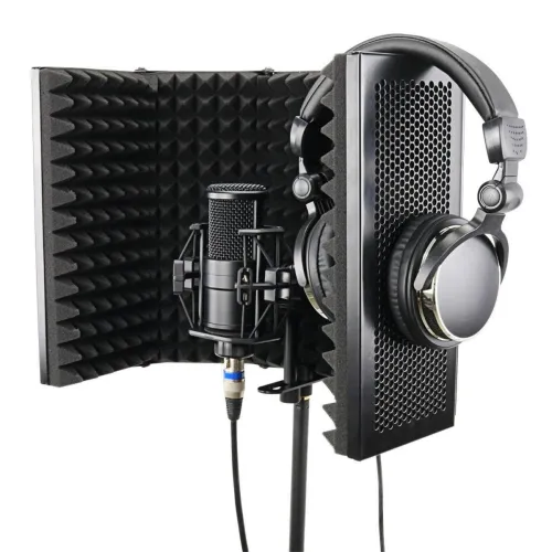 Sound Absorbing Foam Foldable Panel Mic Isolation Shield Stand Mount