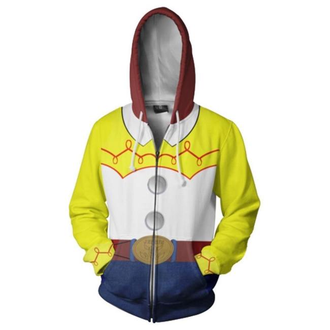 Unisex Toy Story Hoodie Woody Cosplay Hooded Zip Up Sweatshirt Cosplay Costume
