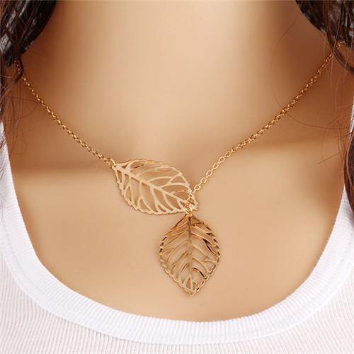 Bohemian Style Golden Leaves Necklace