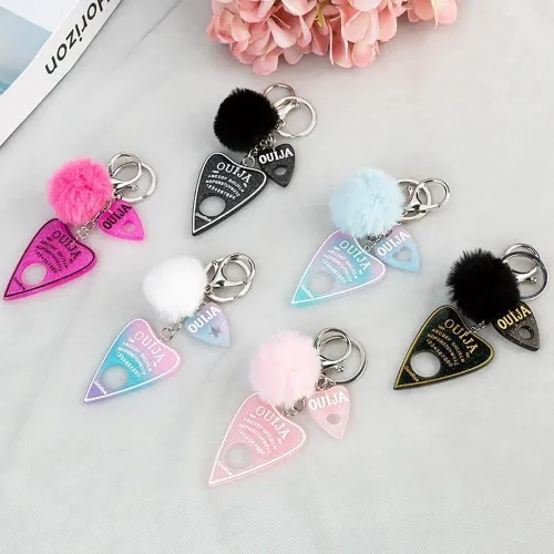 Cute Pompom Keychain With Ouija Charm