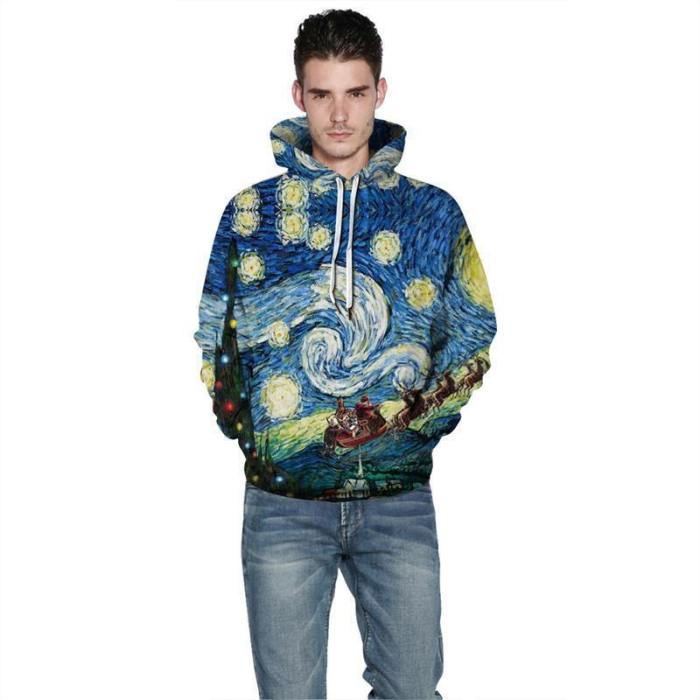 Mens Hoodies 3D Graphic Printed Christmas Galaxy Pullover