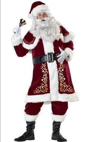 A Full Set Of Christmas Costumes Santa Claus For Adults Red Christmas Clothes Santa Claus Costume Luxury Suit