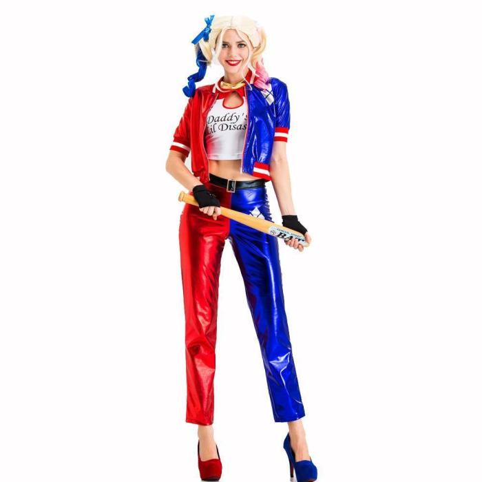 Suicide Squad Harley Quinn Costume Suit Joker Coat And Pants  For Women And Girls Cosplay