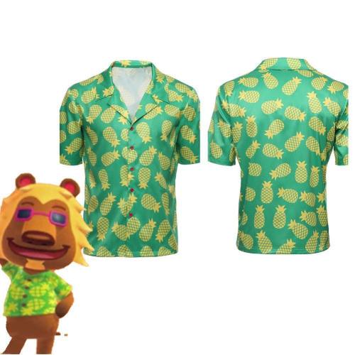 Game Animal Crossing Cosplay Adult T Shirt Bud Cosplay Hawaiian Short Sleeve Shirts Costume Halloween Carnival Costume