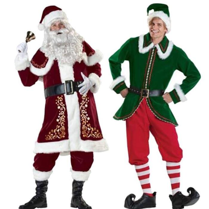 A Full Set Of Christmas Costumes Santa Claus For Adults Red Christmas Clothes Santa Claus Costume Luxury Suit