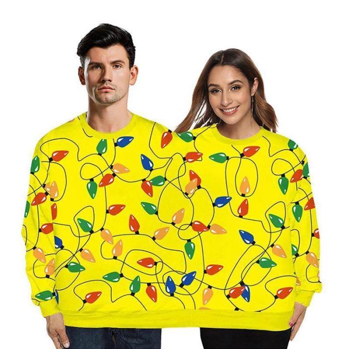 Couple Wear Lovers Men Women Connected Yellow Hoodies Spoof Christmas Sweatshirts