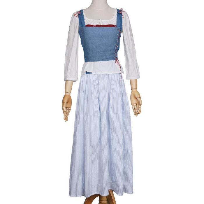 Beauty And The Beast Princess Belle Blue Maid Dress Emma Watson Cosplay Costume Clearance Sale