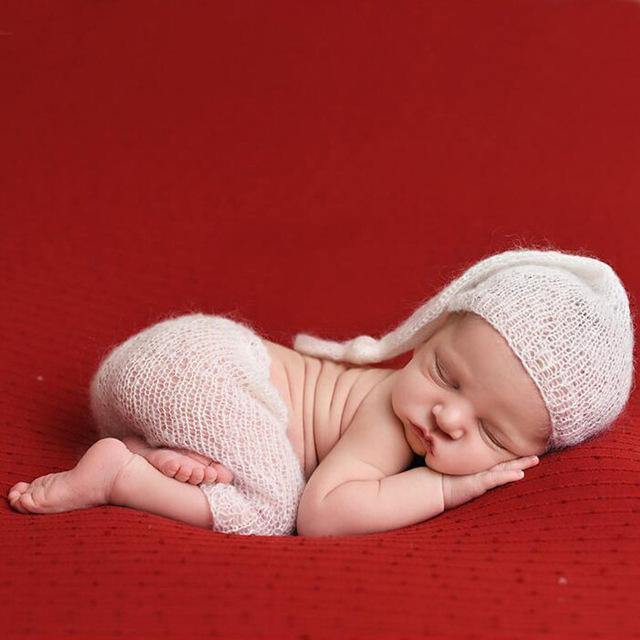 Soft Mohair Newborn Photography Props Costumes Cap/Hat+Pants 2Pcs