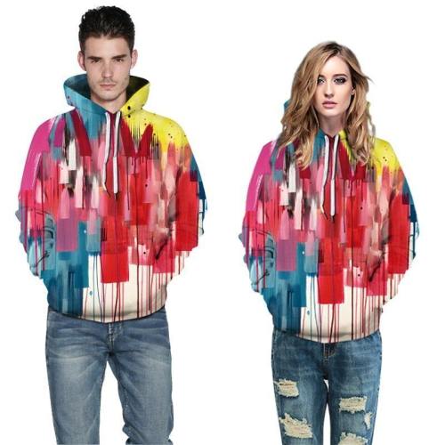 Mens Hoodies 3D Printed Dyeing Coloring Printing Hooded