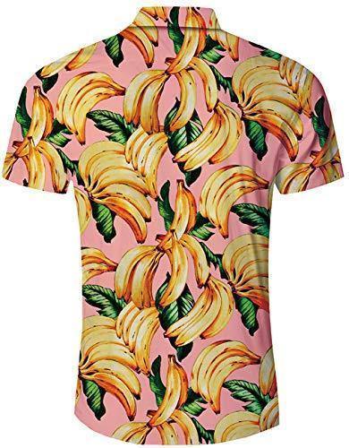 Men'S Hawaiian Shirt Pink Banana Print