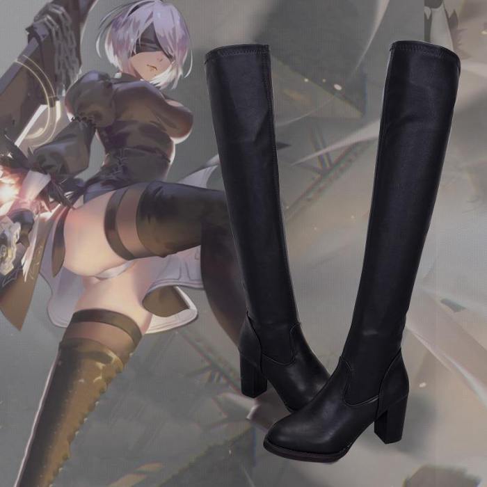 Game Nier:Automata Cosplay Shoes Women Boots 2B Yorha 2 Gou B Gata Anime Halloween