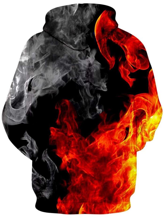 Mens Hoodies 3D Printing Smoke Printed Pattern Hooded