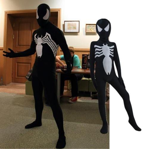 Venom Kid Adult Black Spider Halloween Cosplay Costume Spider Bodysuit