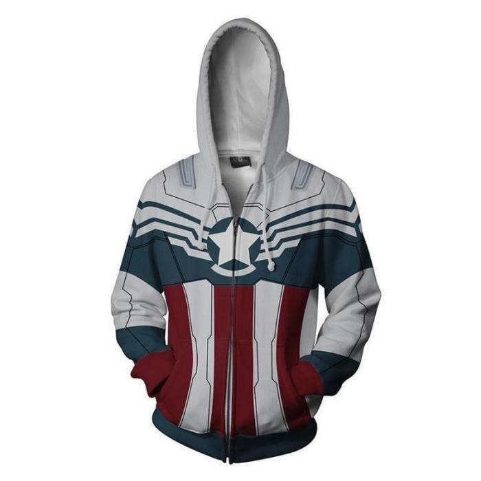 The Avengers Hoodie - Captain America Falcon Zip Up Hoodie