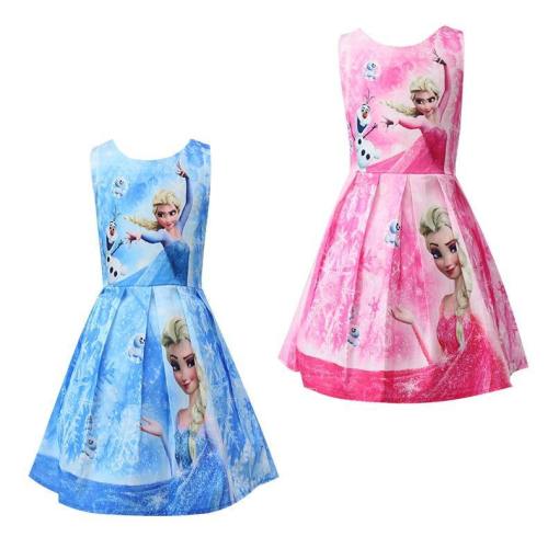 Princess Girls Dress Lovely Small Children'S Vest Dress Cotton Summer Frozen Elsa Fashion Children'S Clothing Girl Baby Dress