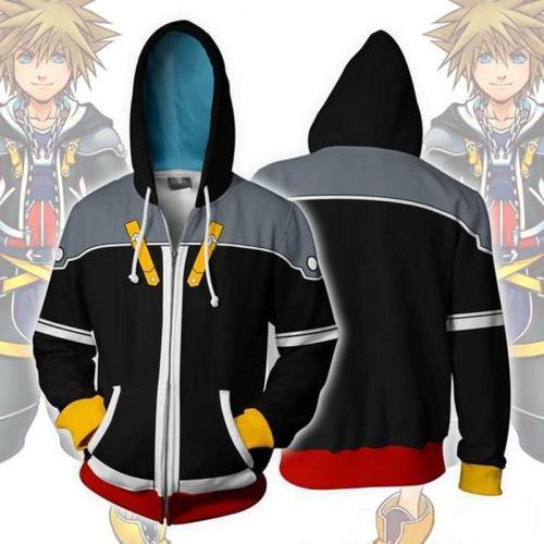 Kingdom Hearts 2 Hoodie - Sora Black Zip Up Hoodie Csos304