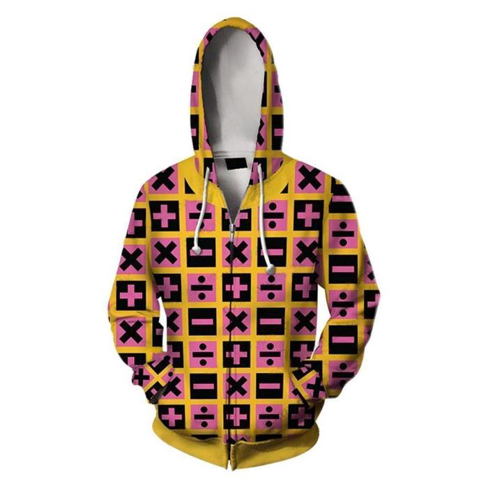 Unisex Trish Una Hoodies Jojo'S Bizarre Adventure Golden Wind Zip Up 3D Print Jacket Sweatshirt