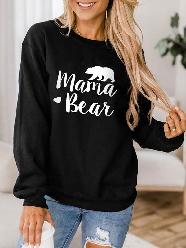 Womens Crewneck Sweatshirt Mama Bear Pullover Top