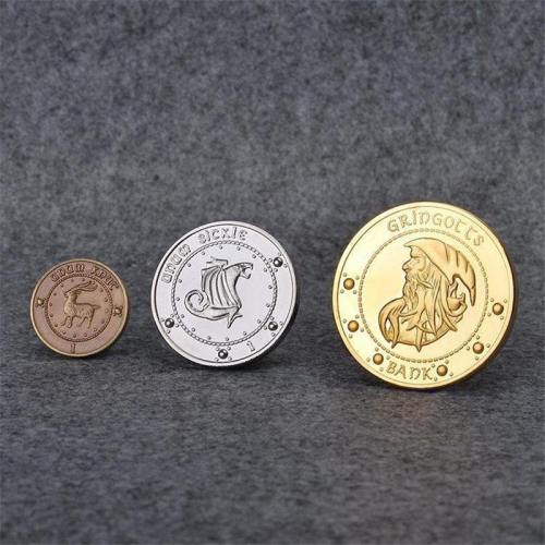 3Pcs/Set Harry Potter Hogwarts Magic School Gringotts Bank Wizarding Coins Cosplay Collection Gift Accessories Prop