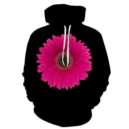 Pink Flower Black 3D Sweatshirt Hoodie Pullover