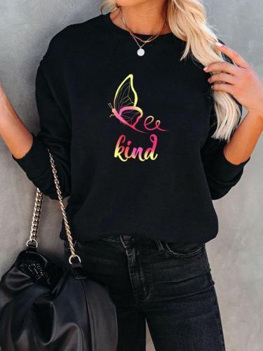 Long Sleeve Pullover Sweatshirt Butterfly Kind Shirt Tops