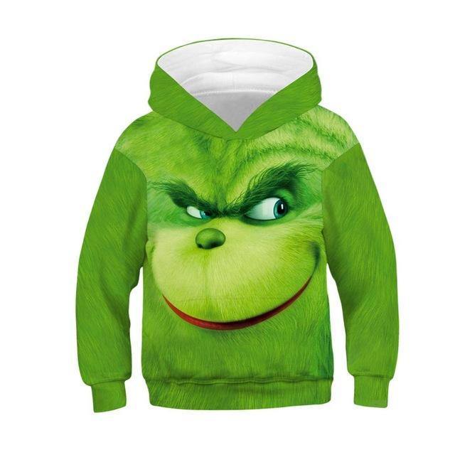 Grinch Sweatshirt Hoodies Kids 3D Print Hoodie Sweatshirts Pullovers Grinch Costume Christmas Gift For Boys And Girls