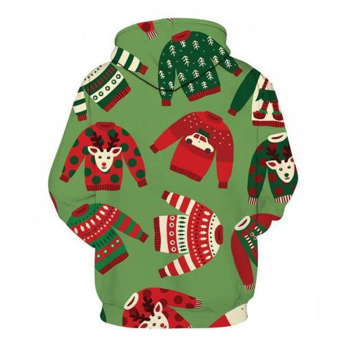 Green 3D Christmas Hoodie - Sweatshirt, Hoodie, Pullover