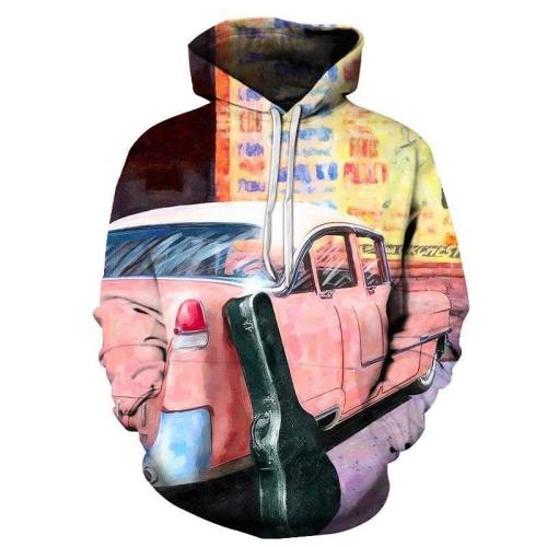 Guitars & Pink Cars 3D - Sweatshirt, Hoodie, Pullover