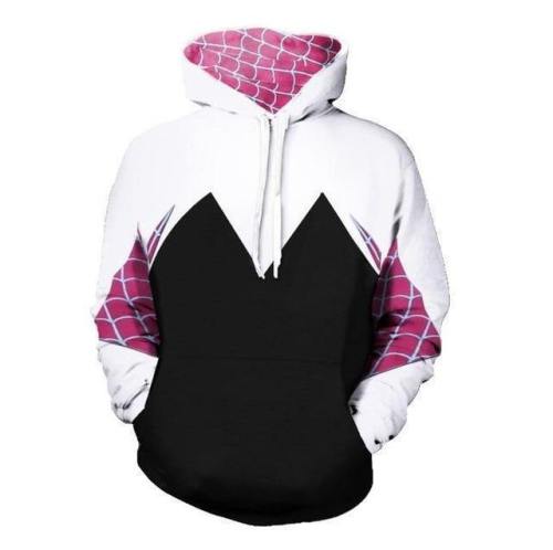 Kids Adult Hoodie Spider Gwen Stacy Costume Zipper Jacket Hooded Coat