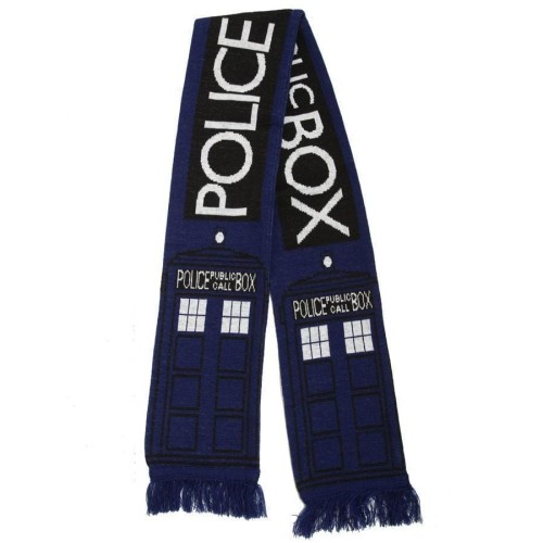 Doctor Who Scarf Police Box Blue Scarf Men Women Autumn Winter Scarf