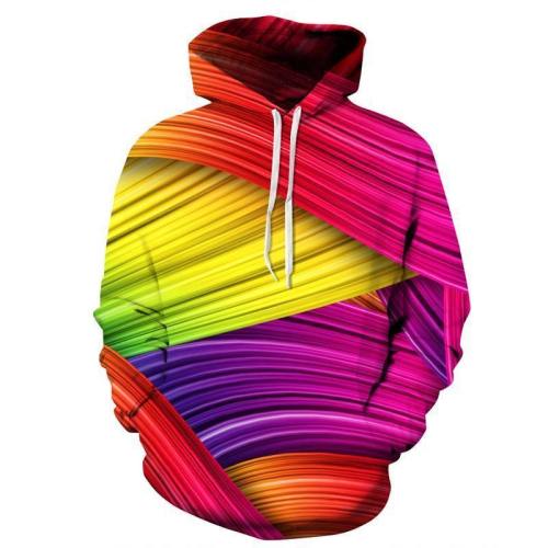 3D Print Hoodie - Colorful Stripes Pattern Pullover Hoodie Css014