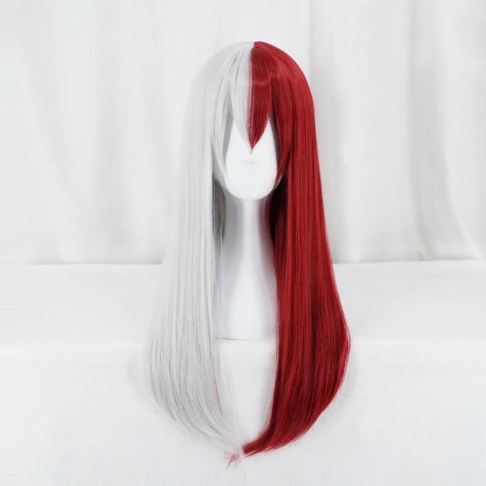 My Hero Academia Todoroki Shoto Women Long Wig Cosplay Costume Boku No Hero Academia Red And White Hair Halloween Party Wigs