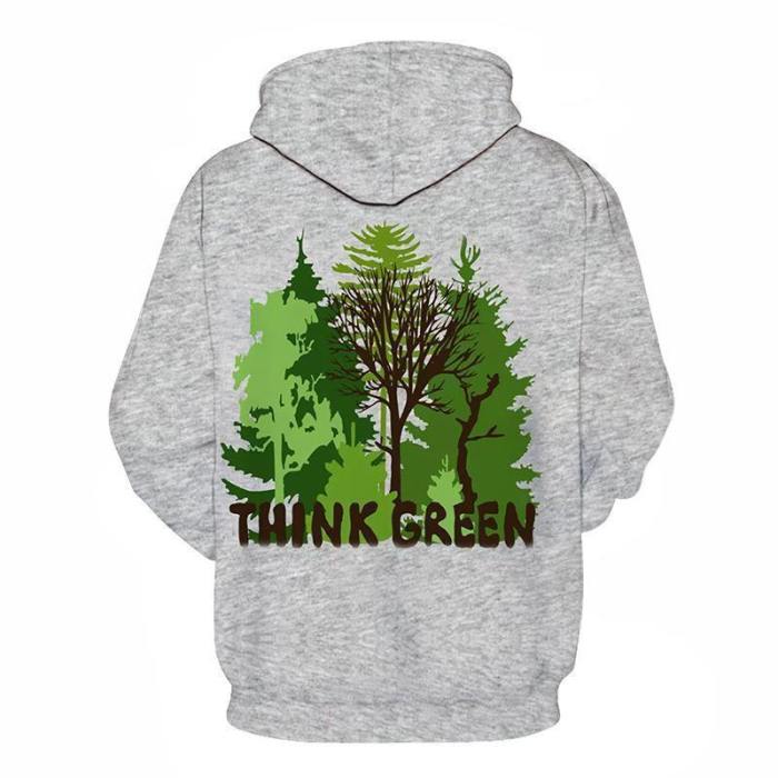 Think Green 3D Sweatshirt Hoodie Pullover