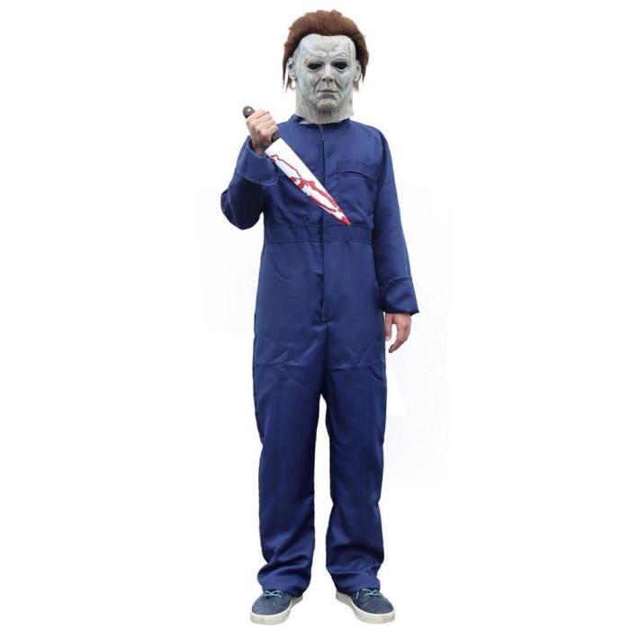 Horror Killer Michael Myers Cosplay Led Latex Helmet Jumpsuit Costumes