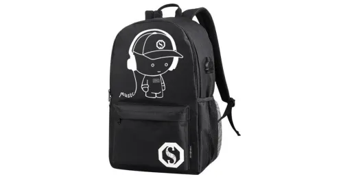 Men'S Luminous Usb Charging Anti-Theft Backpack