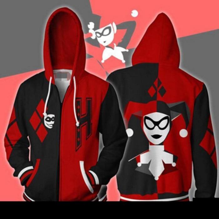 Suicide Squad Harley Quinn Hoodie Costume Streetwear Zipper Jacket