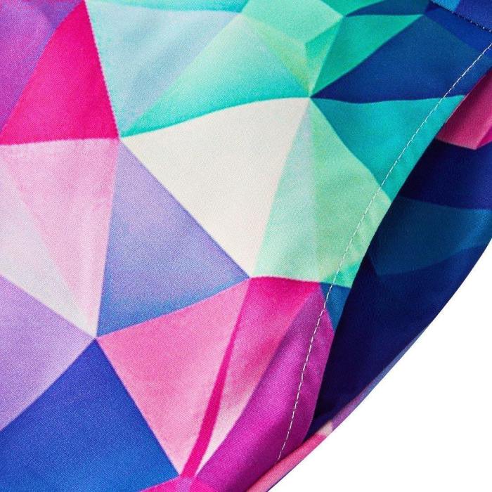 Men'S Rompers Zipper Jumpsuit Rainbow Diamond Geometry Printed