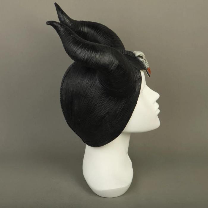 New  Maleficent 2 Hat Deluxe Horns Evil Black Queen Headpiece Latex Cosplay Angelina Jolie Halloween Party Props