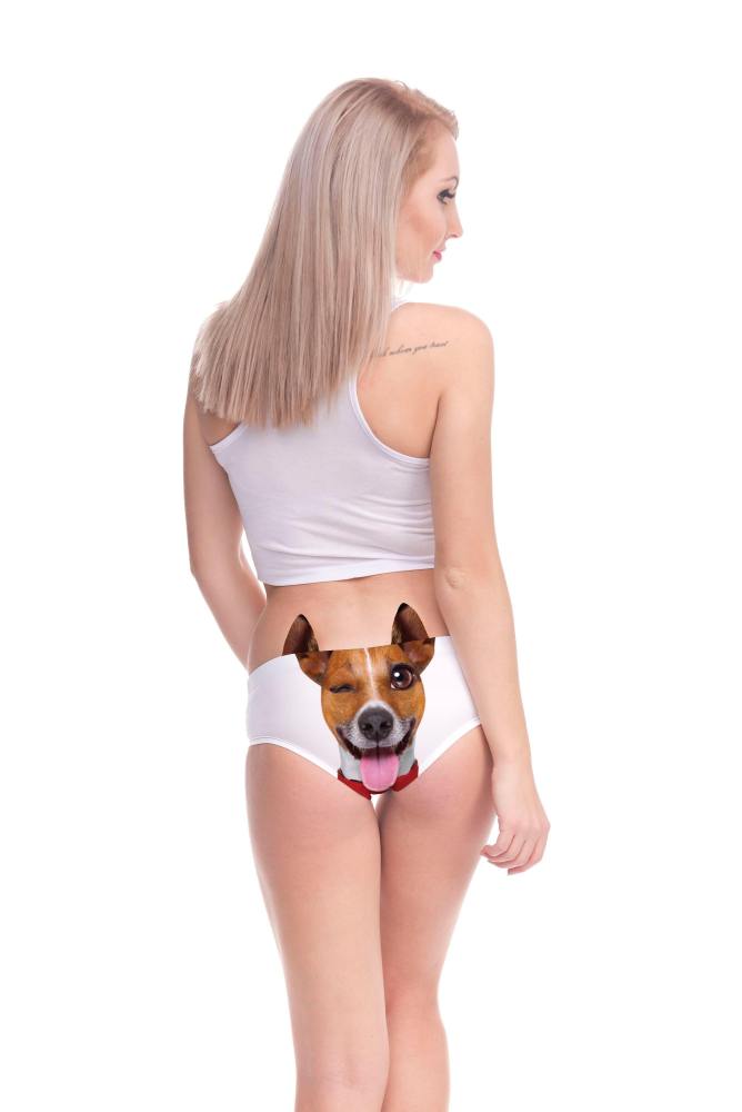 Womens Underwear 3D Printing Cute Dog Pattern Briefs