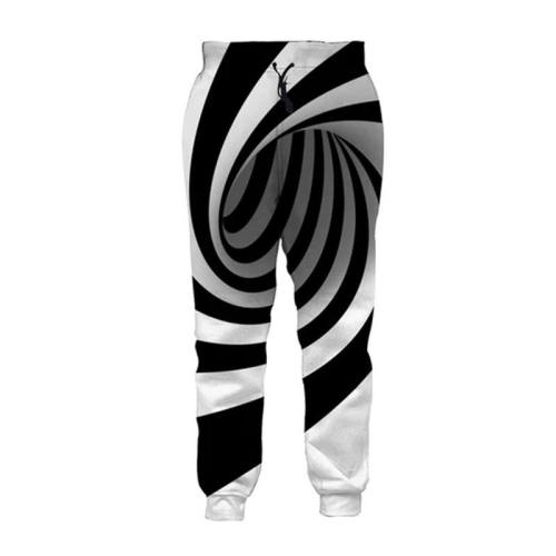 Mens Jogger Pants 3D Printing White Circle Pattern Trousers