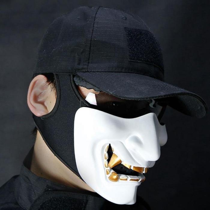 Halloween Tooth Decay Evil Demon Kabuki Samurai Half Cover Helmet Props