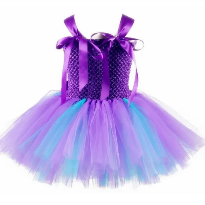 Girls Unicorn Tutu Dress With Gold Headband Wings Princess Halloween Party Dress