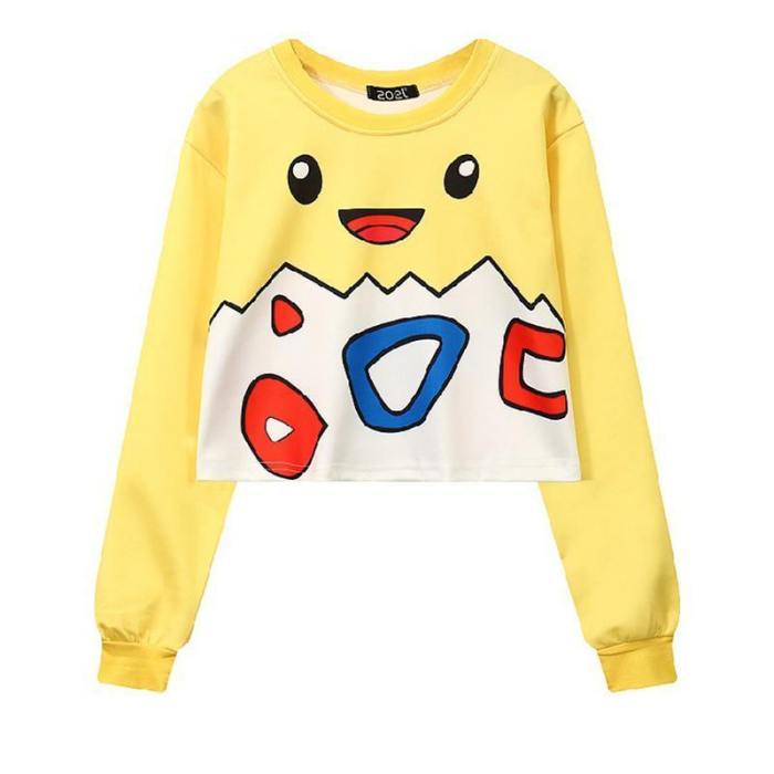 Pikachu Harajuku Cosplay Costumes Crop Top Hoodies Sweatshirt Tee