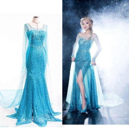 Women Adult Frozen Elsa Anime Dress Cosplay Performance Clothing